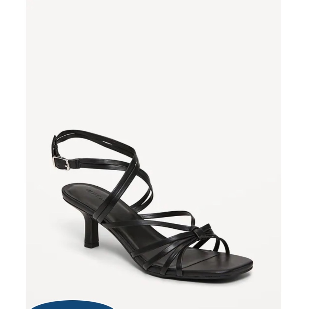 Old Navy Women’s Black Faux Leather Strappy Heel Sandals Sz 8 EUC